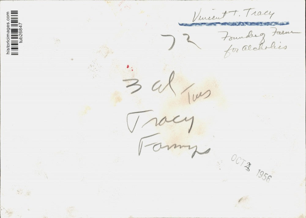 1956 Press Photo Vincent T. Tracy, Founder of Tracy Farm for Alcoholics