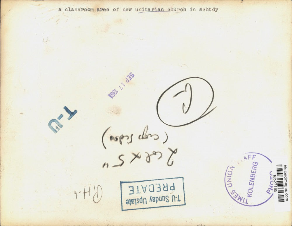 1961 Press Photo Classroom at Unitarian Church in Schenectady, New York