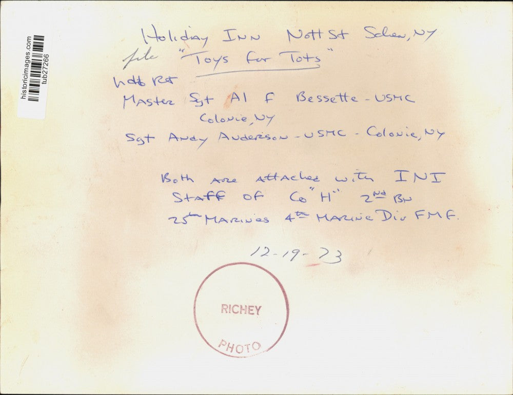 1973 Press Photo Al Bessette and Andy Anderson, U.S. Marines, Schenectady