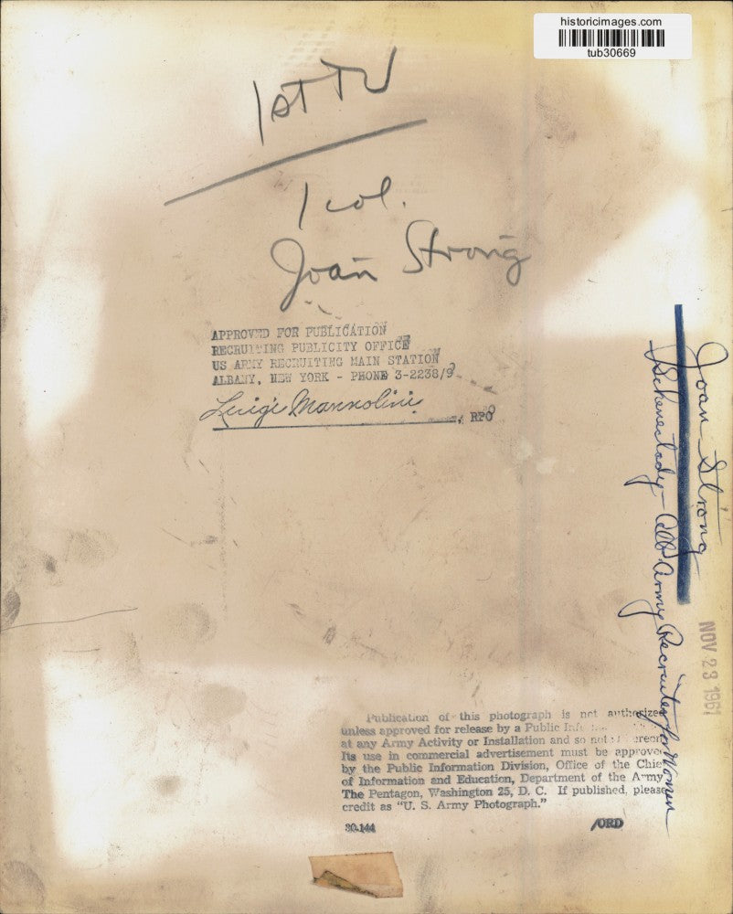 1961 Press Photo Joan Strong, Schenectady-Albany Army Recruiter for Women