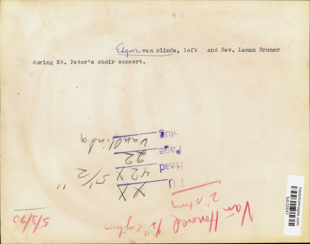 1970 Press Photo Edgar Van Olinda and Reverend Laman Bruner, Albany, New York