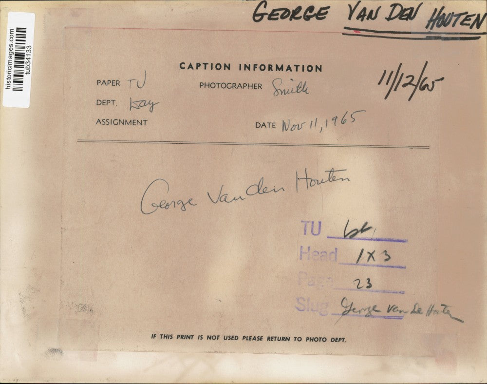 1965 Press Photo George Vanden Houten - tub34133