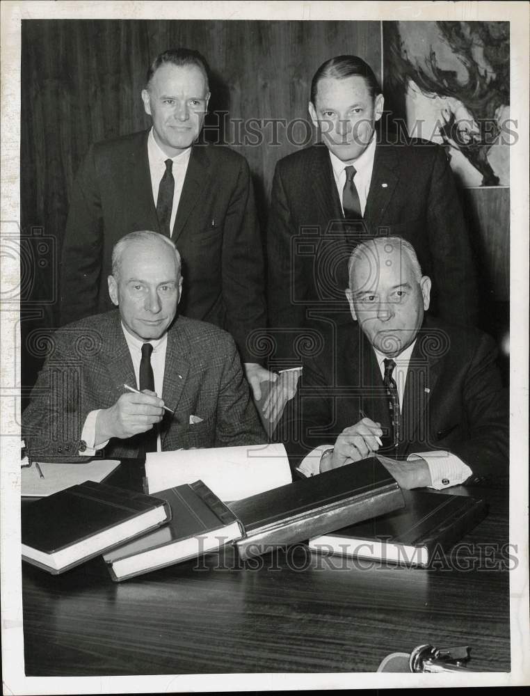 1963 Press Photo State University Construction Fund Executives Signing Contract- Historic Images