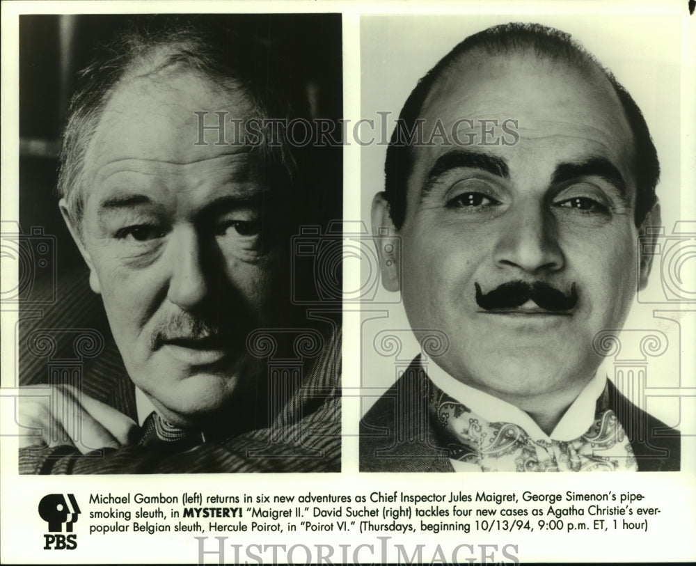 1994 Press Photo Michael Gambon &amp; David Suchet star in PBS television series- Historic Images