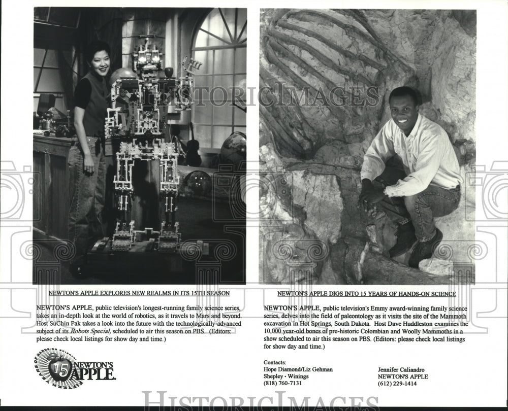 Press Photo SuChin Pak & Dave Huddleston host Newton's Apple on PBS television- Historic Images