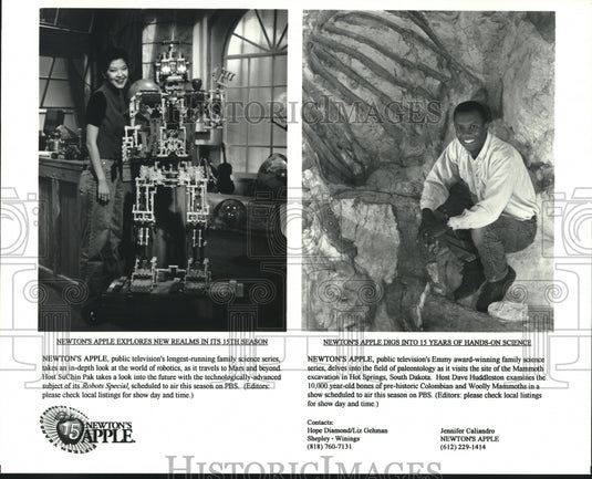 Press Photo SuChin Pak & Dave Huddleston host Newton's Apple on PBS television- Historic Images