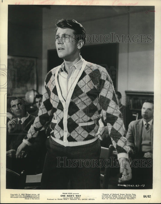 1964 Press Photo Don Murray portrays Norman Vincent Peal in "One Man's Way"- Historic Images
