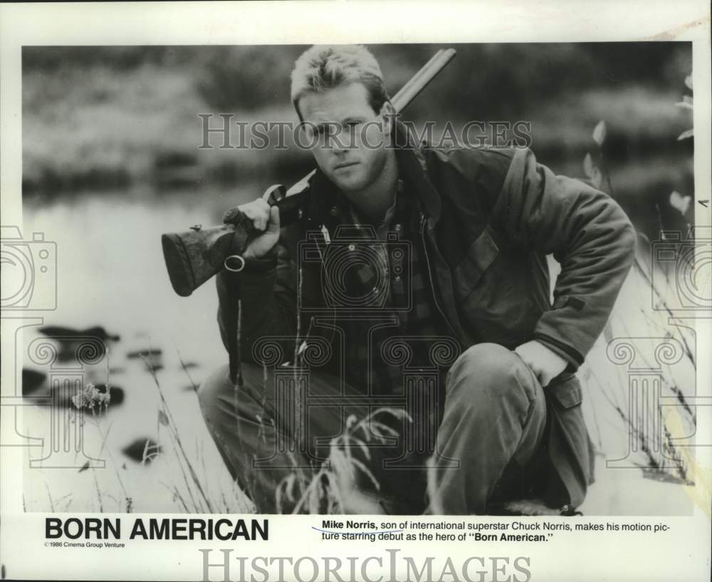 1986 Press Photo Mike Norris, son of Chuck Norris, stars in "Born American"- Historic Images