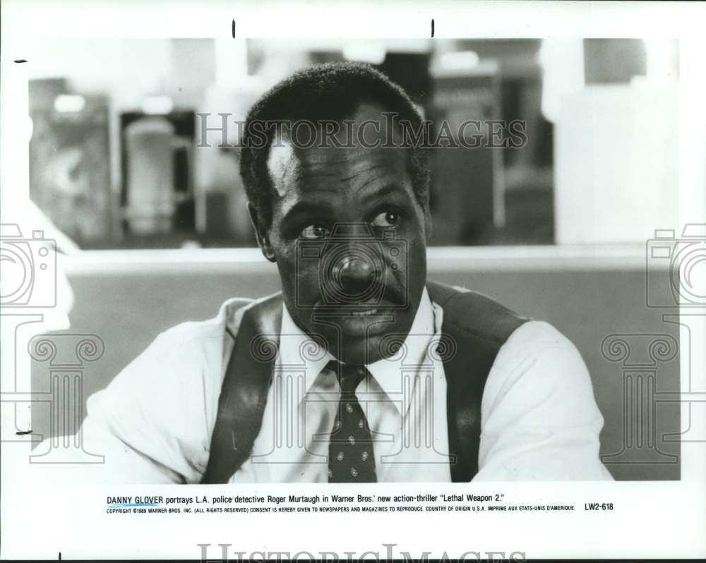 1989 Press Photo Danny Glover as Roger Murtaugh in "Lethal Weapon 2" - tup03129- Historic Images