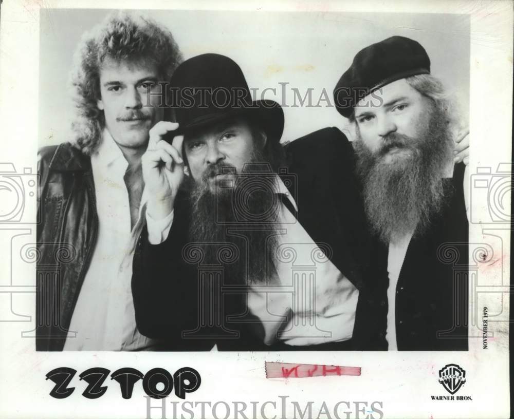 1979 Press Photo Warner Bros. recording artists ZZ Top - tup03141- Historic Images