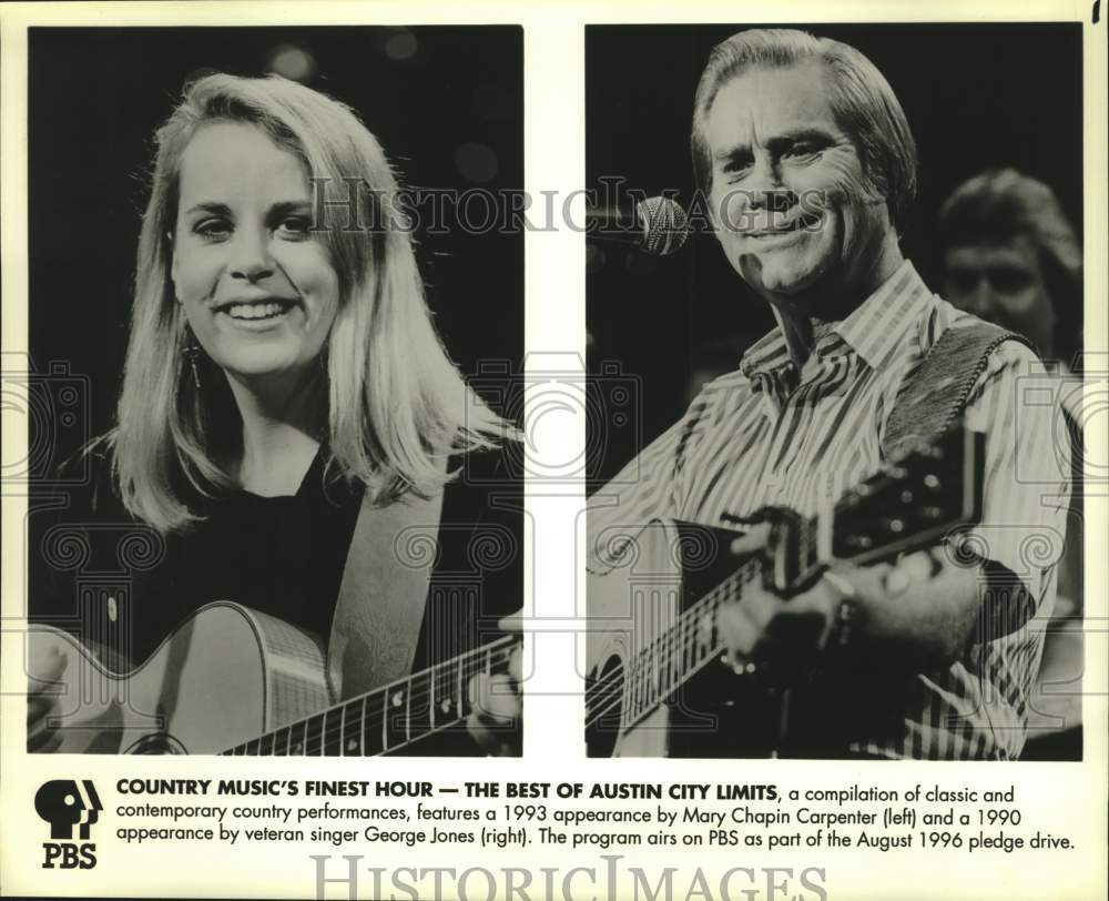 1996 Press Photo Mary Chapin Carpenter &amp; George Jones perform on PBS specials- Historic Images