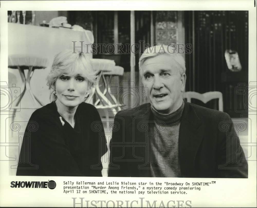 1982 Press Photo Sally Kellerman &amp; Leslie Nielsen star in &quot;Murder Among Friends&quot;- Historic Images