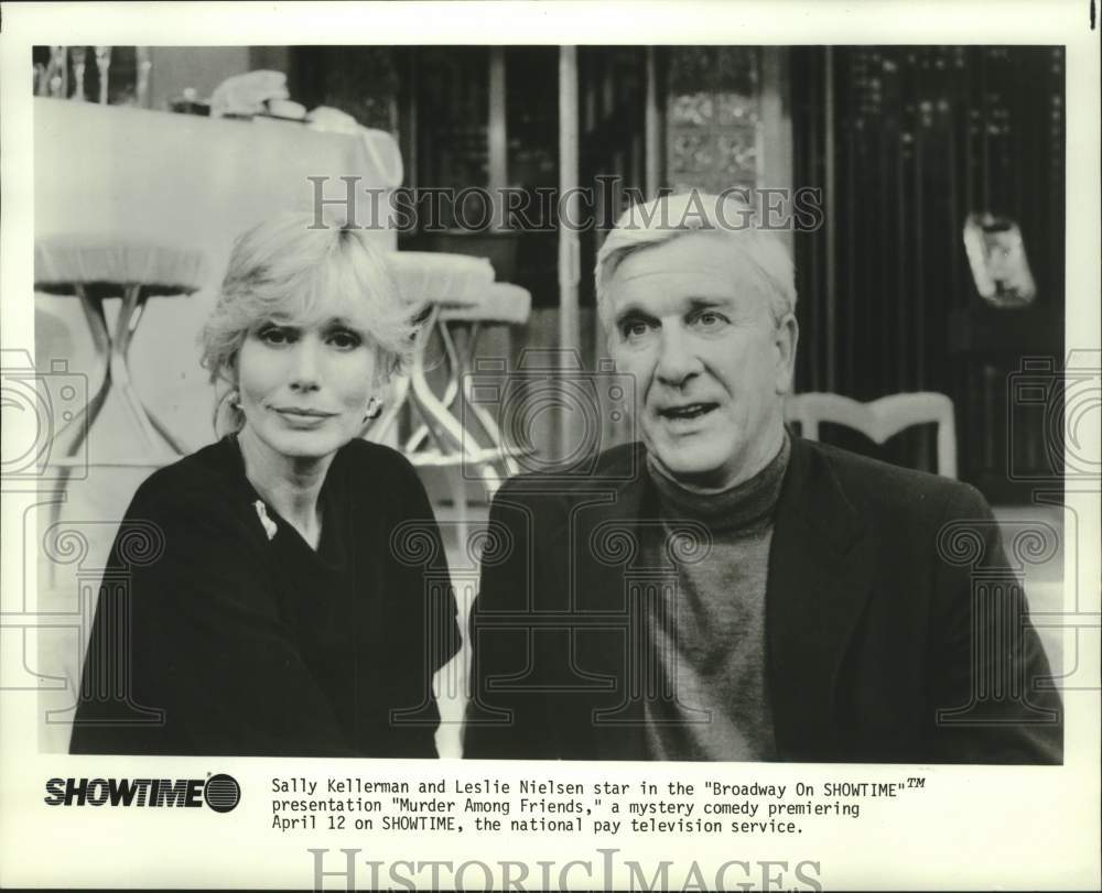 1982 Press Photo Sally Kellerman & Leslie Nielsen star in "Murder Among Friends"- Historic Images