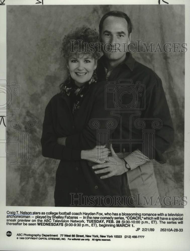 1989 Press Photo Craig T. Nelson &amp; Shelley Fabares star in &quot;Coach&quot; on ABC- Historic Images