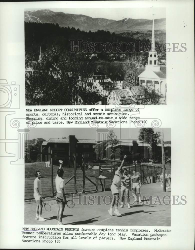 1990 Press Photo Aerial view of New England town and tennis players - tup03852- Historic Images