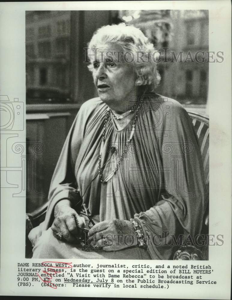 1981 Press Photo Dame Rebecca West, author, journalist, and critic, on PBS- Historic Images