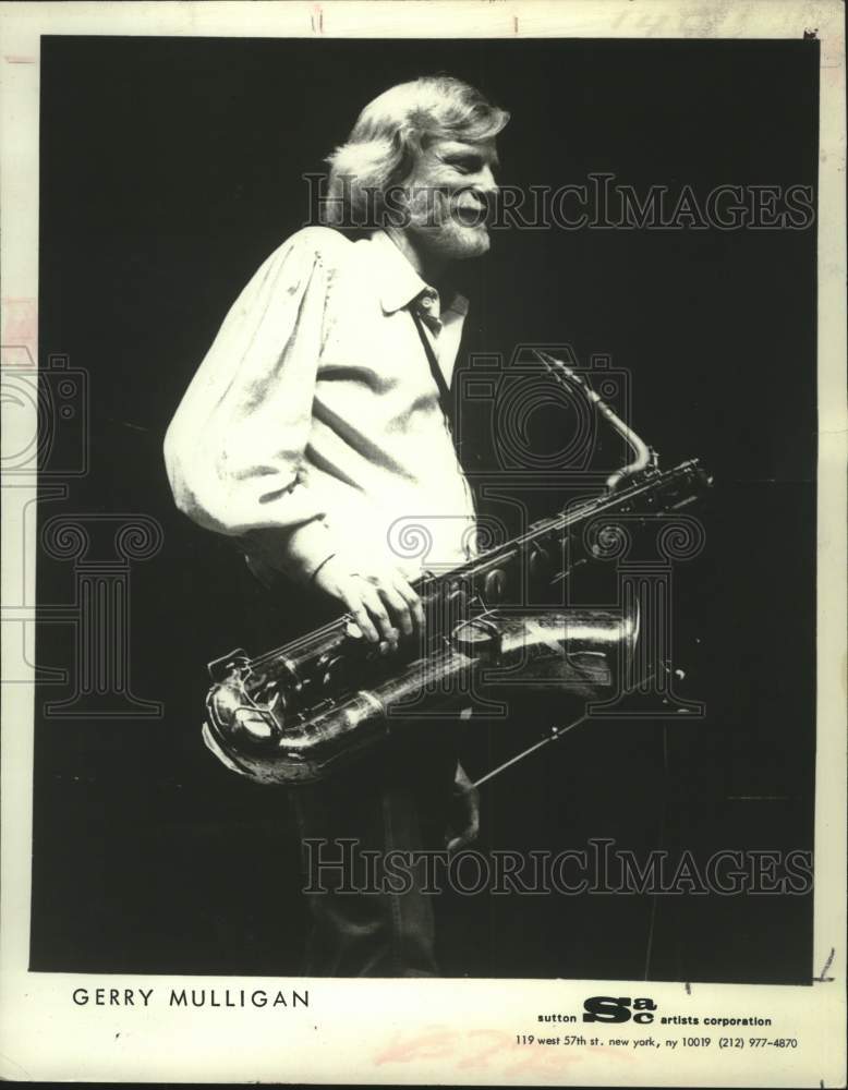 1982 Press Photo Saxophonist Gerry Mulligan - tup03977- Historic Images