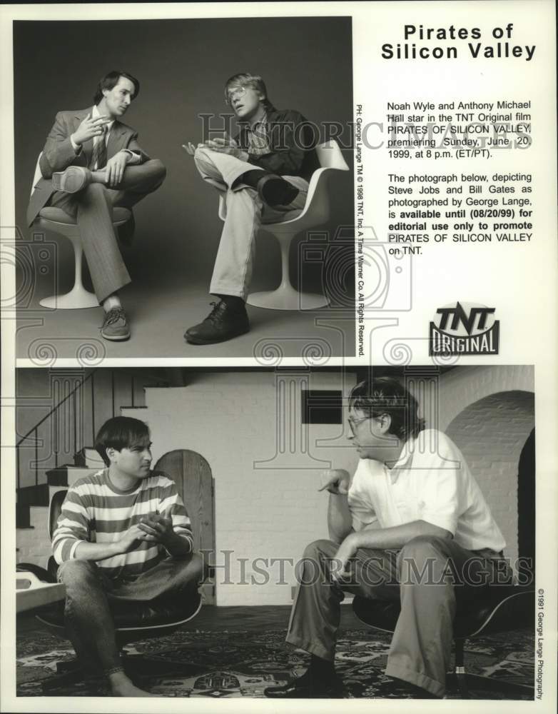 1999 Press Photo Noah Wyle &amp; Anthony Michael Hall as Steve Jobs &amp; Bill Gates- Historic Images