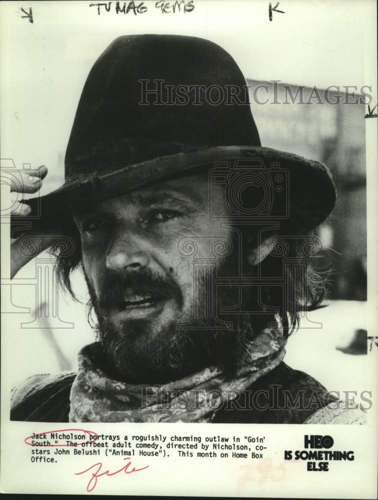 1980 Press Photo Jack Nicholson stars in &quot;Goin&#39; South&quot; on HBO - tup04218- Historic Images