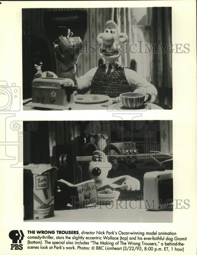 1995 Press Photo Scenes from the animated movie "The Wrong Trousers" on PBS- Historic Images