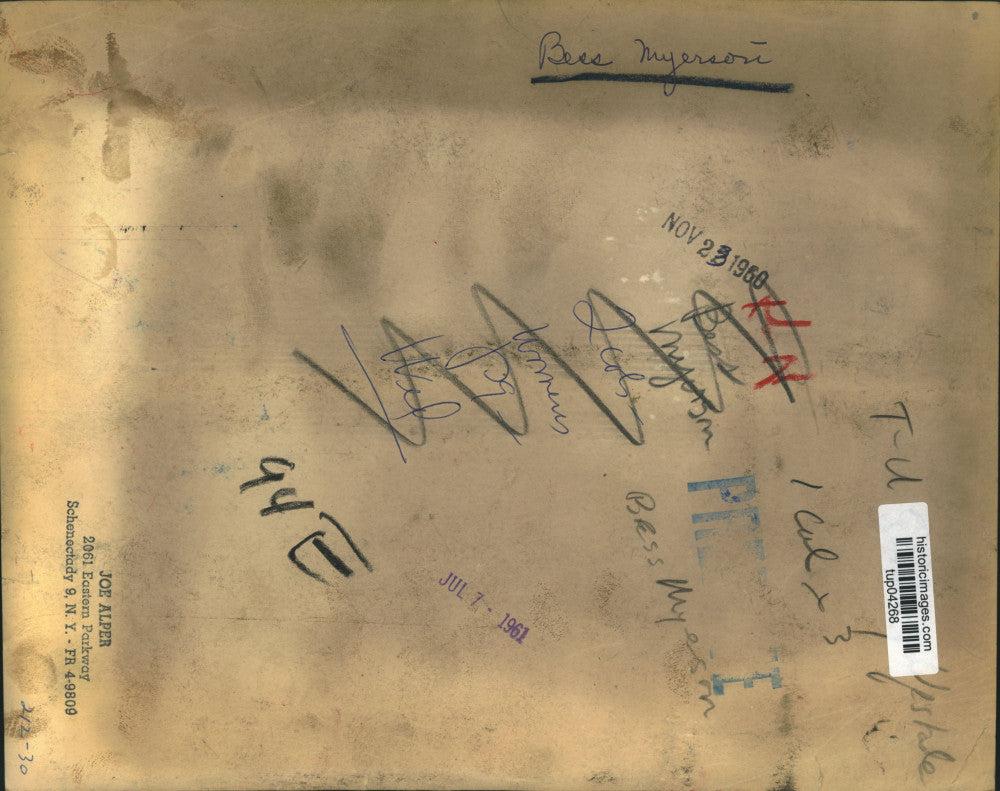 1960 Press Photo Bess Myserson, Model, TV Star, and Politician, New York