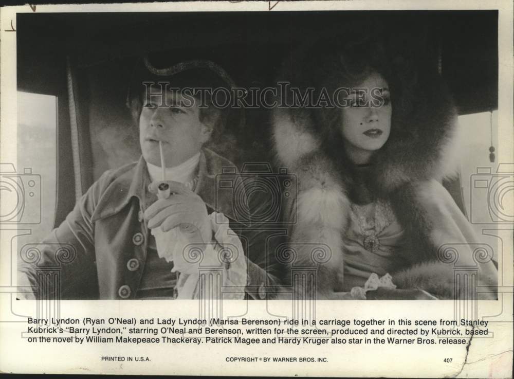 1976 Press Photo Ryan O&#39;Neal and Marisa Berenson costar in &quot;Barry Lyndon&quot;- Historic Images