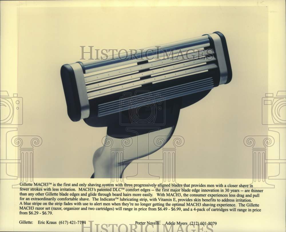 1998 Press Photo Product shot of the Gillette MACH3 Razor - tup04701- Historic Images