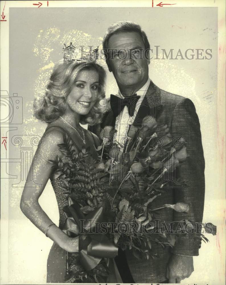 1979 Press Photo Kylene Barker &amp; Bert Parks on Miss America Pageant on NBC- Historic Images