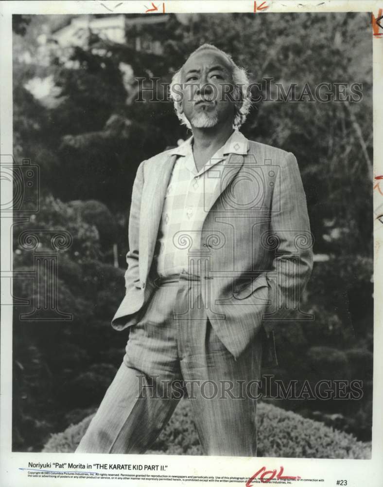 1985 Press Photo Noriyuki "Pat" Morita stars in "The Karate Kid Part II"- Historic Images