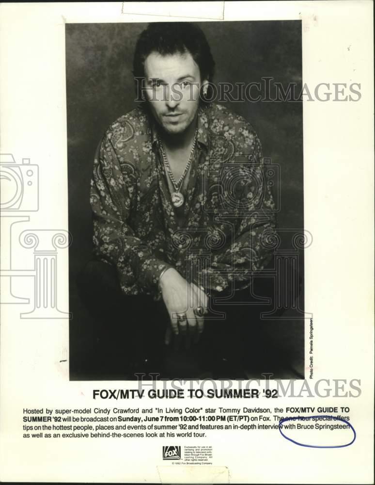 1993 Press Photo Recording artist Bruce Springsteen interviewed on Fox TV- Historic Images