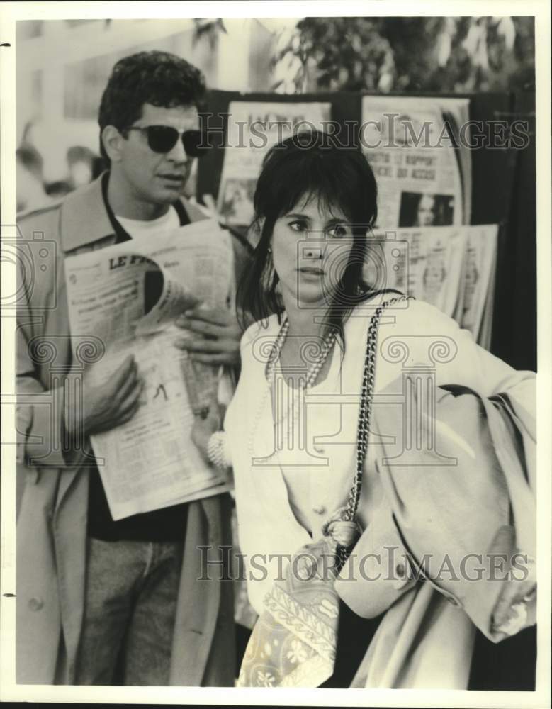 1993 Press Photo Ed Marinaro &amp; Connie Sellecca costar in &quot;Passport to Murder&quot;- Historic Images