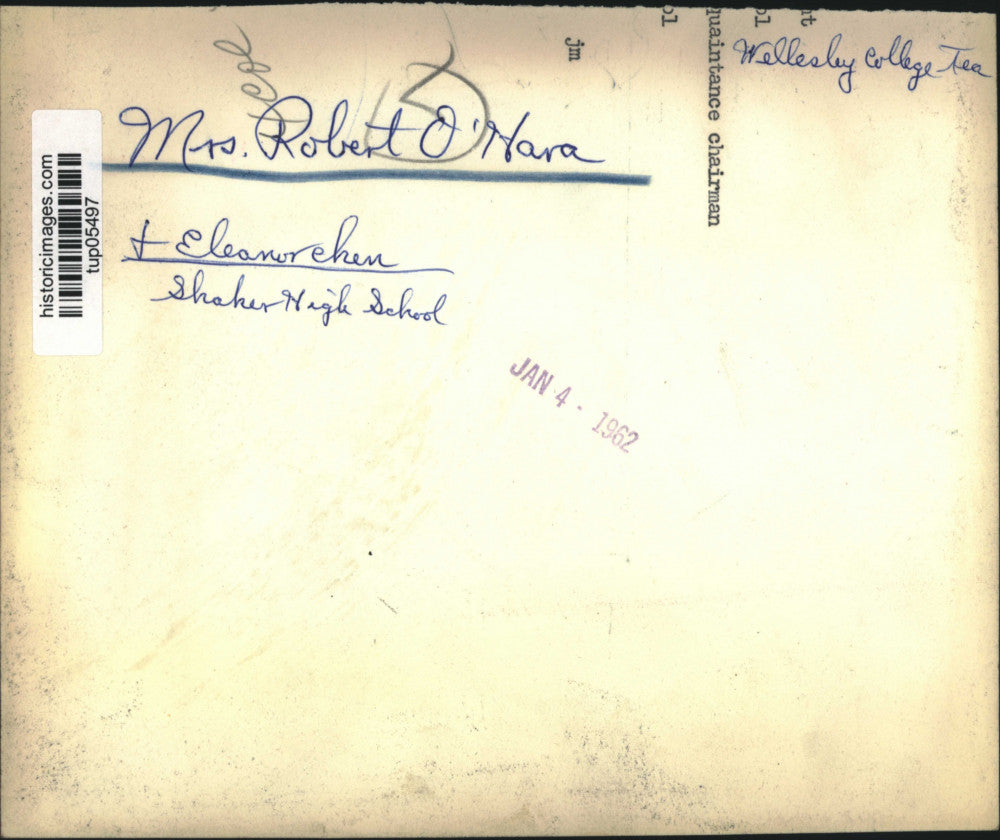 1962 Press Photo Mrs. Robert O'Hara & Eleanor Chen, Wellesley College, New York