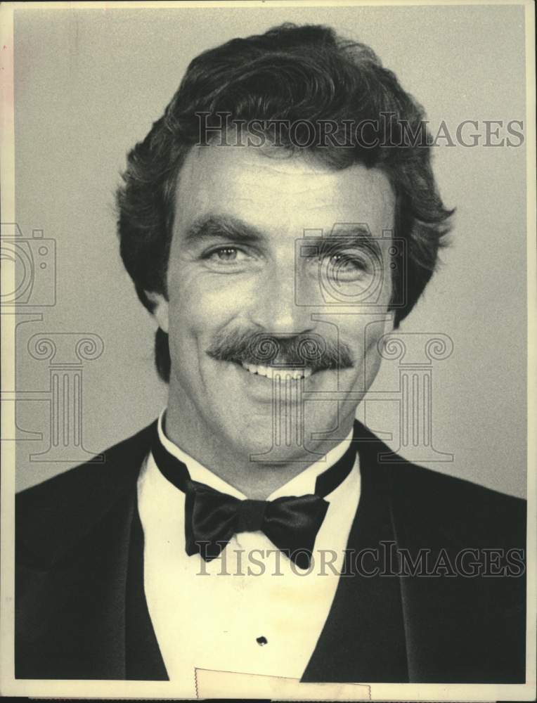 1984 Press Photo Tom Selleck hosts the Emmy Awards on CBS Television - tup05715- Historic Images