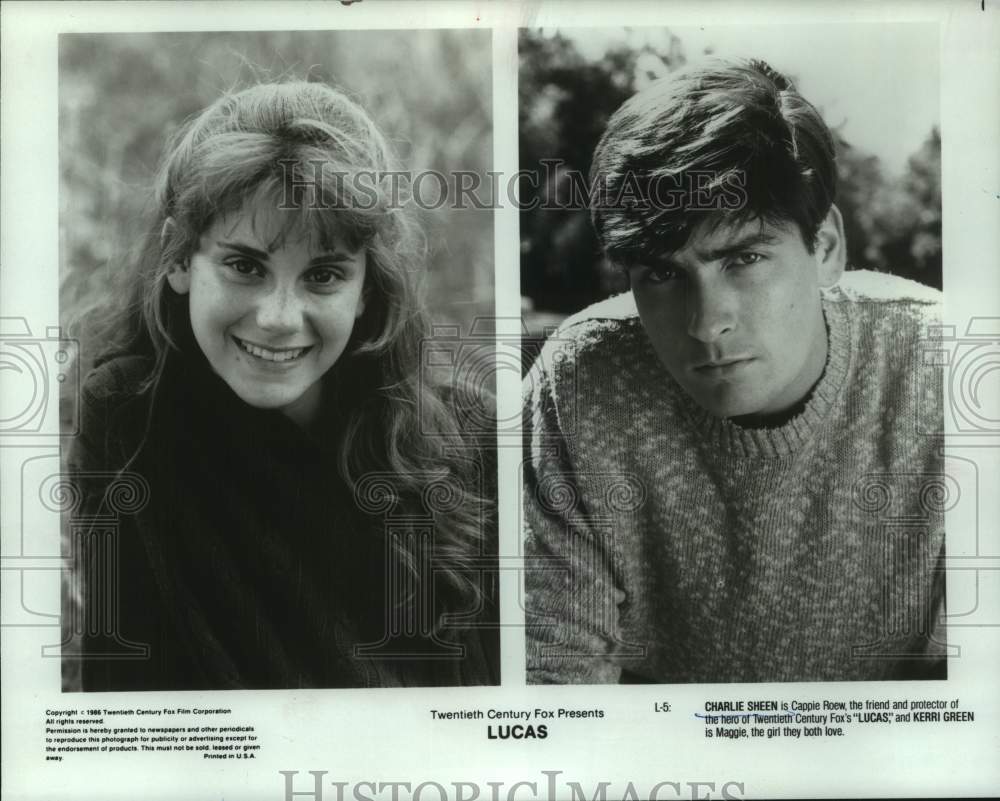 1986 Press Photo Charlie Sheen &amp; Kerri Green costar in &quot;Lucas&quot; - tup05791- Historic Images