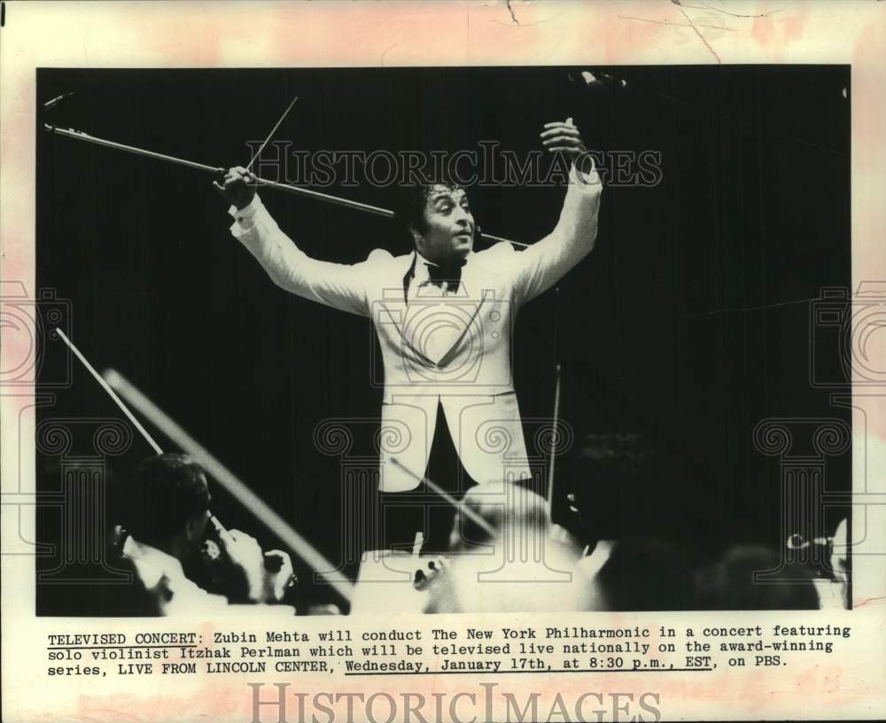 1979 Press Photo Zubin Mehta conducts The New York Philharmonic Orchestra- Historic Images