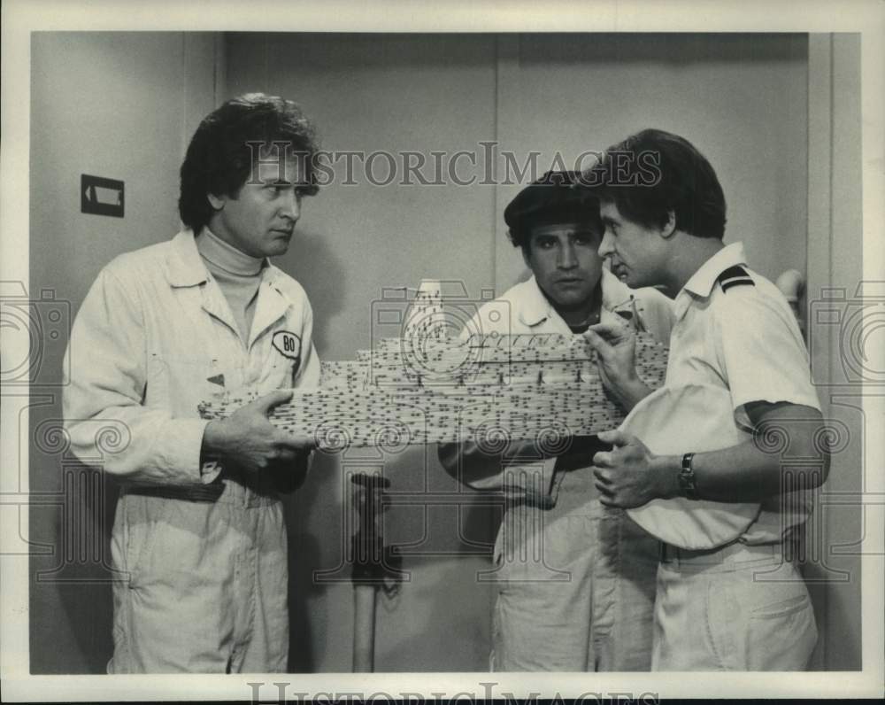 1979 Press Photo Charles MacKenzie, Michael Tucci &amp; Fred Grandy on The Love Boat- Historic Images