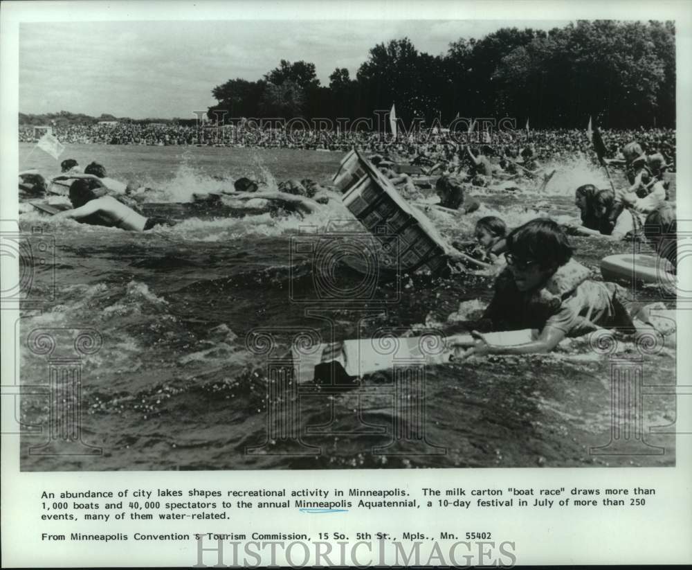 1989 Press Photo Milk carton boat race held in Minneapolis, Minnesota- Historic Images