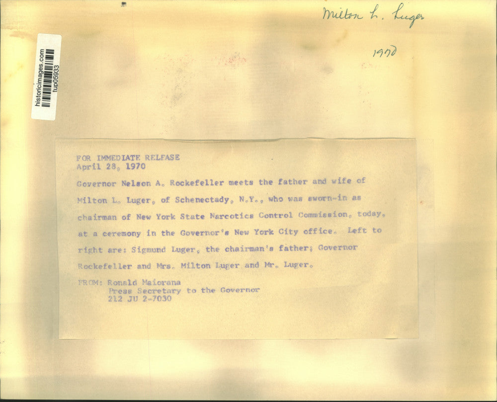 1970 Press Photo Swearing-in ceremony for New York Narcotic Control Commissioner