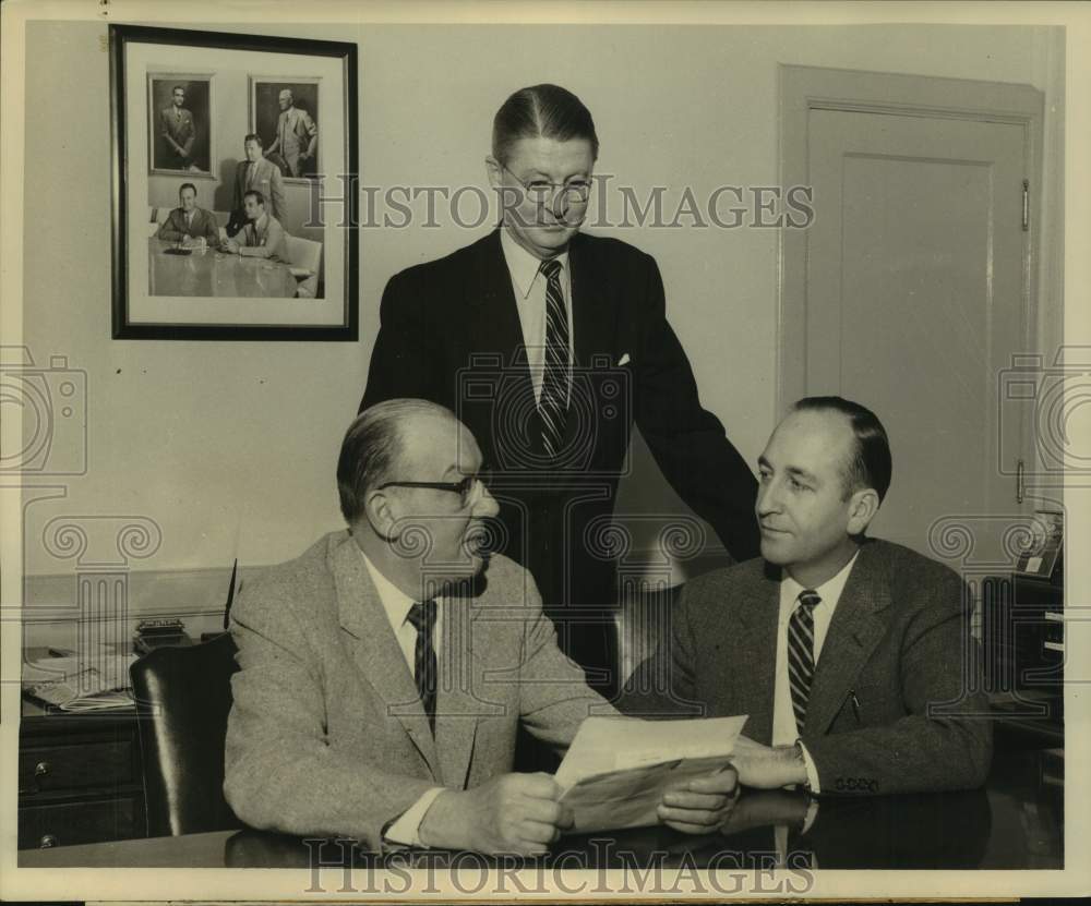 1957 Press Photo Ford Motor Company executives meet in Green Island, New York