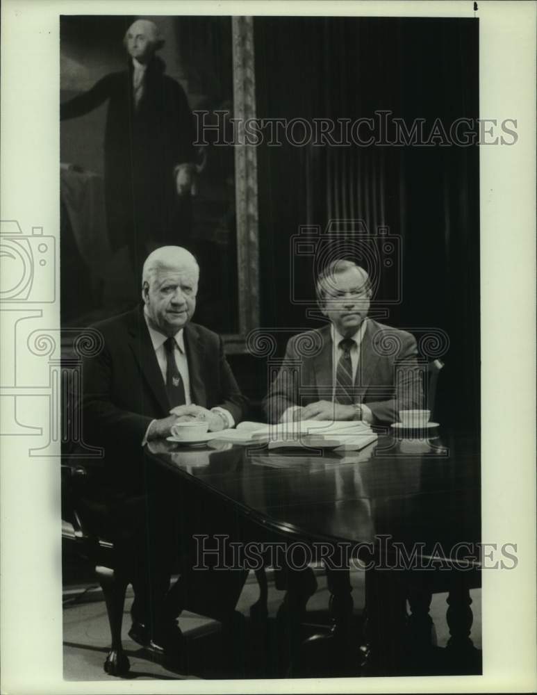 1984 Press Photo Congressman Tip O&#39;Neill &amp; Senator Howard Baker host NBC-TV show- Historic Images