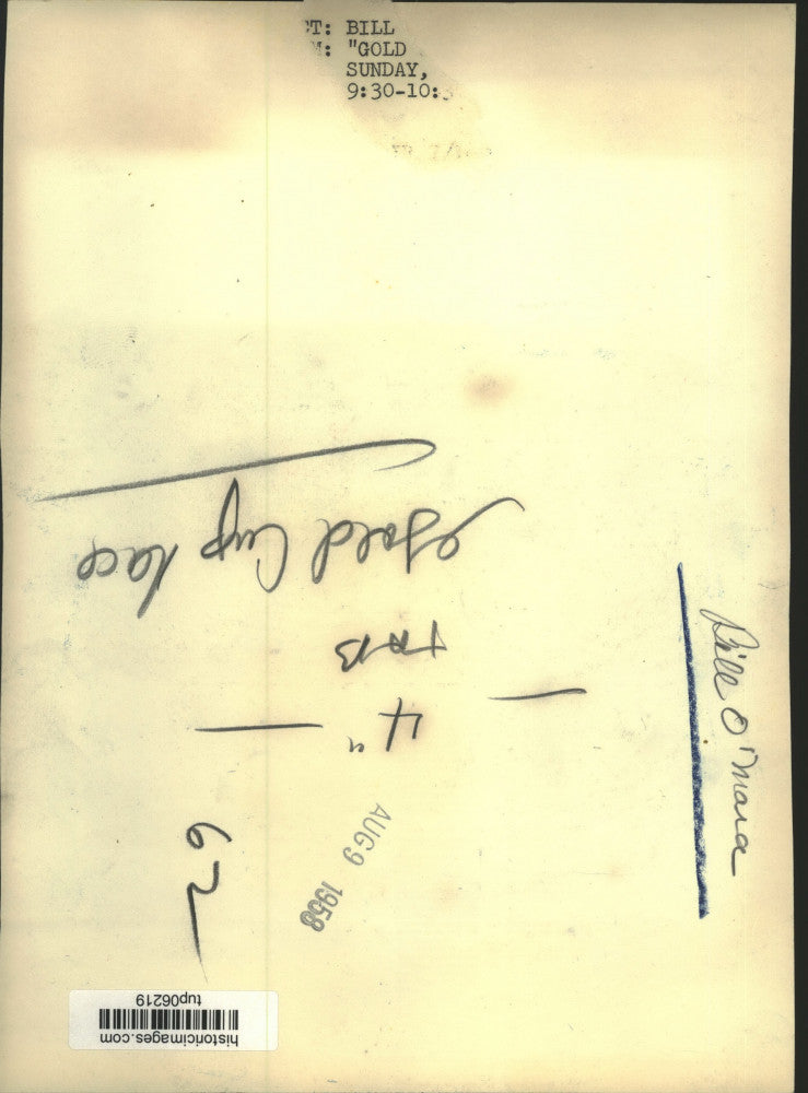 1958 Press Photo Bill O'Mara, ABC Television sportscaster - tup06219