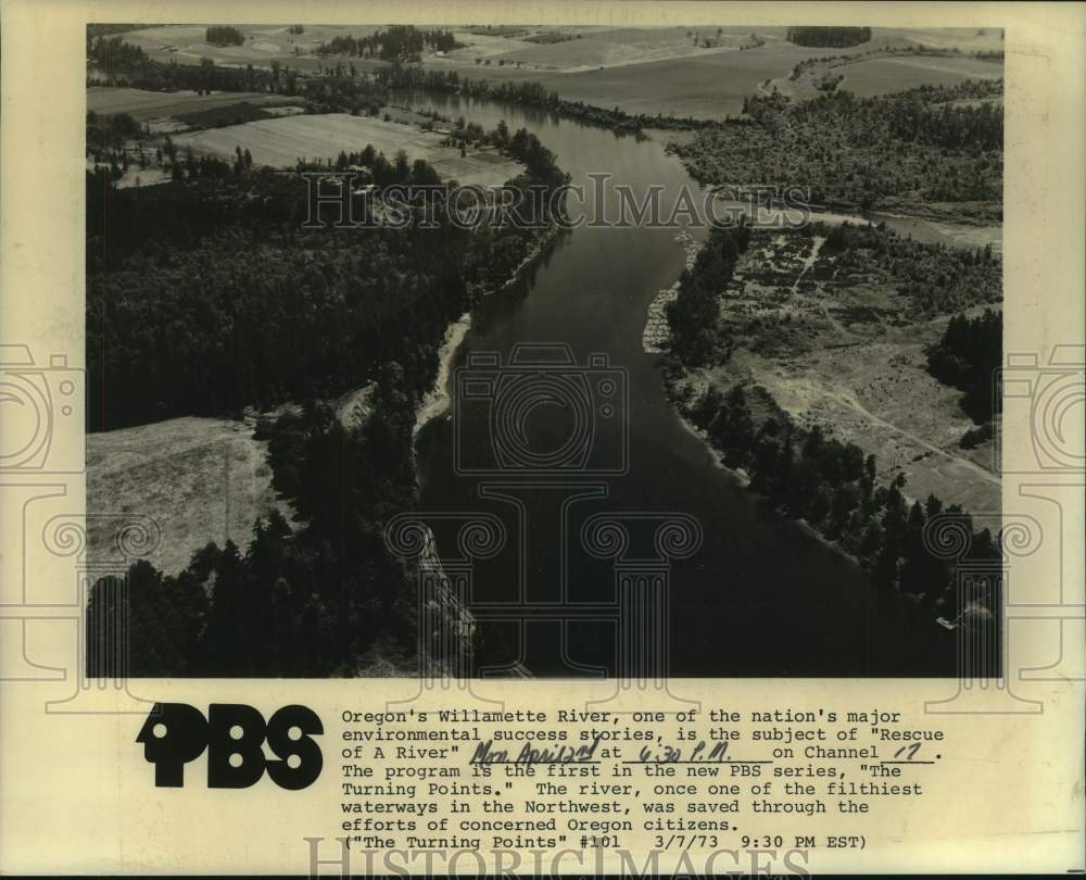 1973 Press Photo Oregon's Willamette River profiled in PBS' "Rescue of a River"
