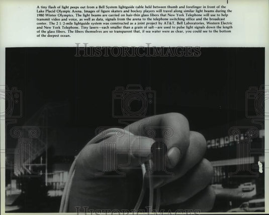 1981 Press Photo Lightguide cable used during Lake Placid Olympics in New York