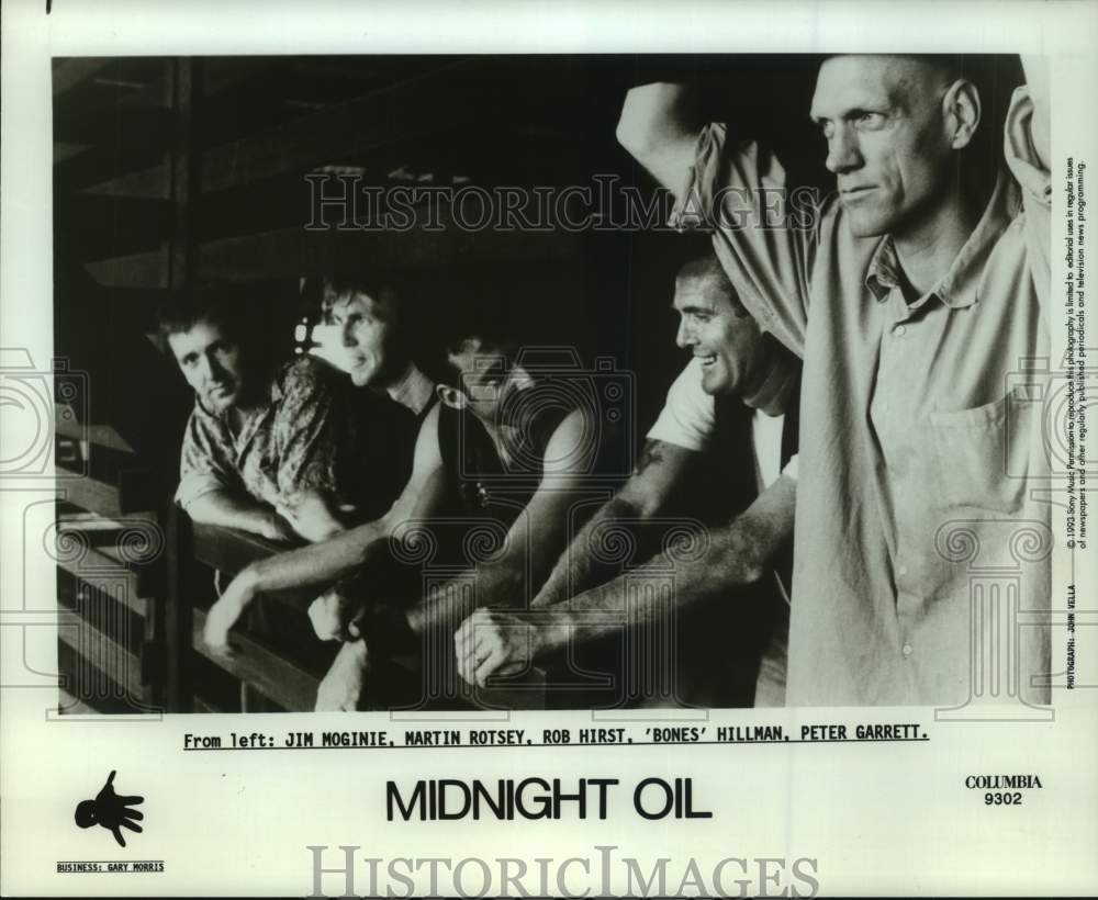 1993 Press Photo Columbia Records recording artists Midnight Oil - tup11290- Historic Images