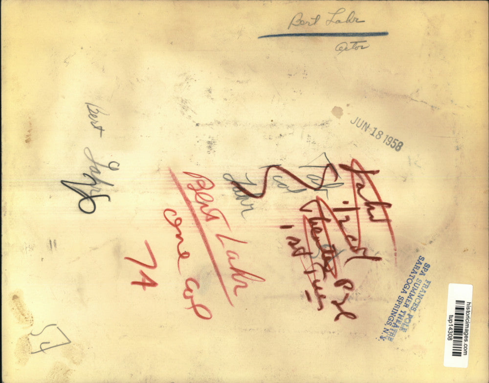 1958 Press Photo Actor Bert Lahr - tup14308