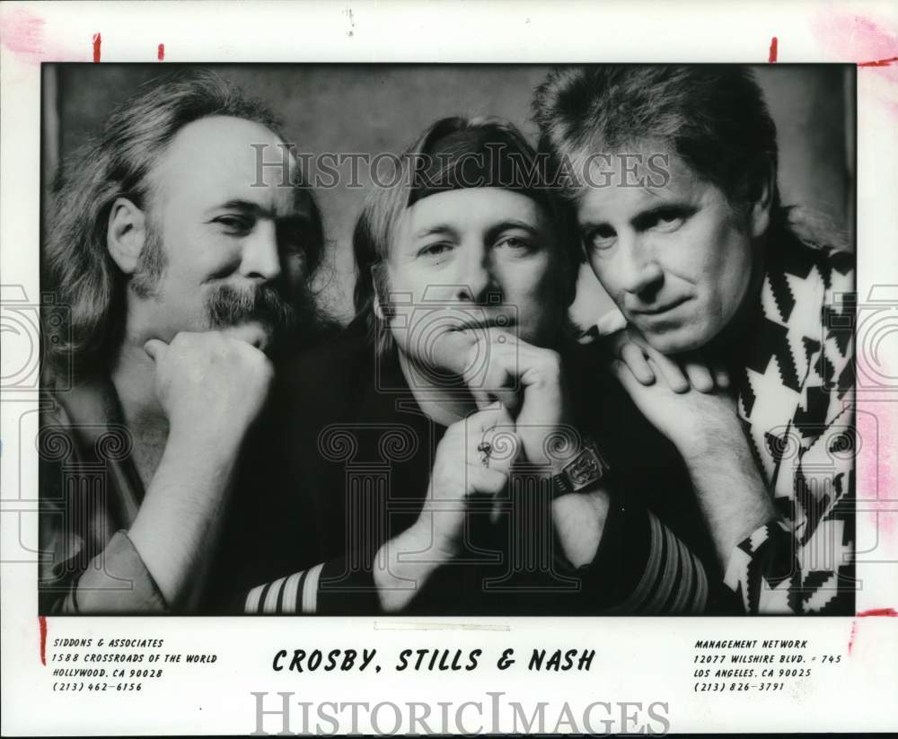 1988 Press Photo Musical artists Crosby, Stills &amp; Nash - tup14430- Historic Images