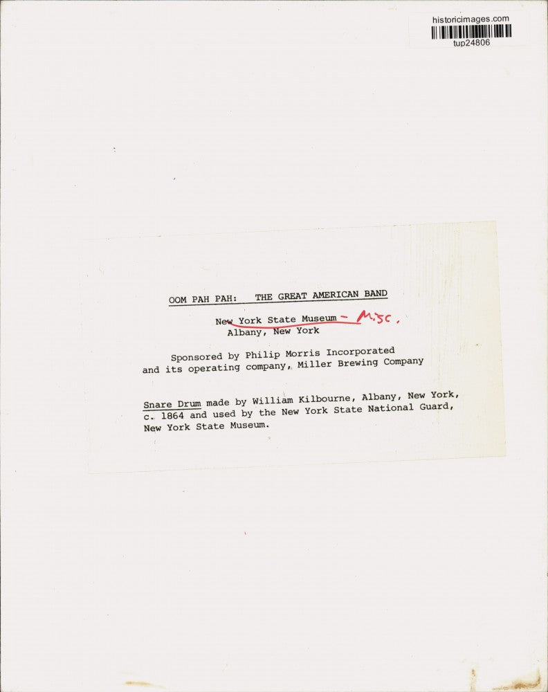 Load image into Gallery viewer, Press Photo NYS National Guard Snare Drum, c. 1864, in New York State Museum
