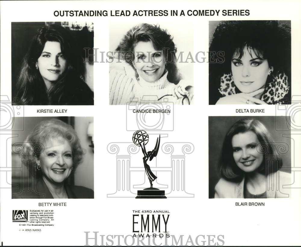 1991 Press Photo Kirstie Alley and Other Lead Actress Emmy Nominees - tup27261