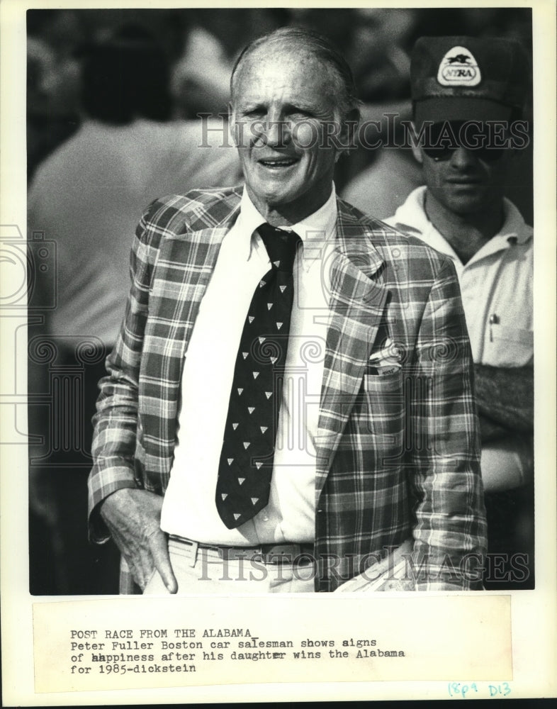 1985 Press Photo Peter Fuller is happy after daughter wins the Alabama race- Historic Images