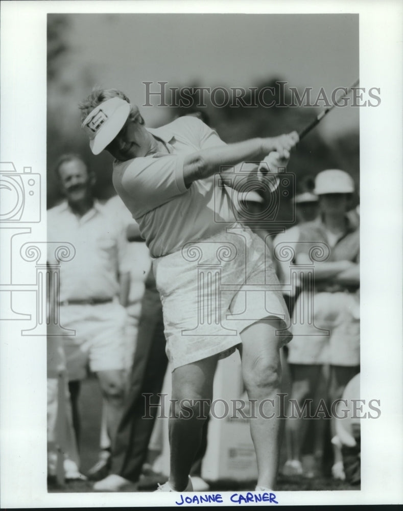 Press Photo Joanne Carner hits tee shot on New York golf course - tus00502- Historic Images